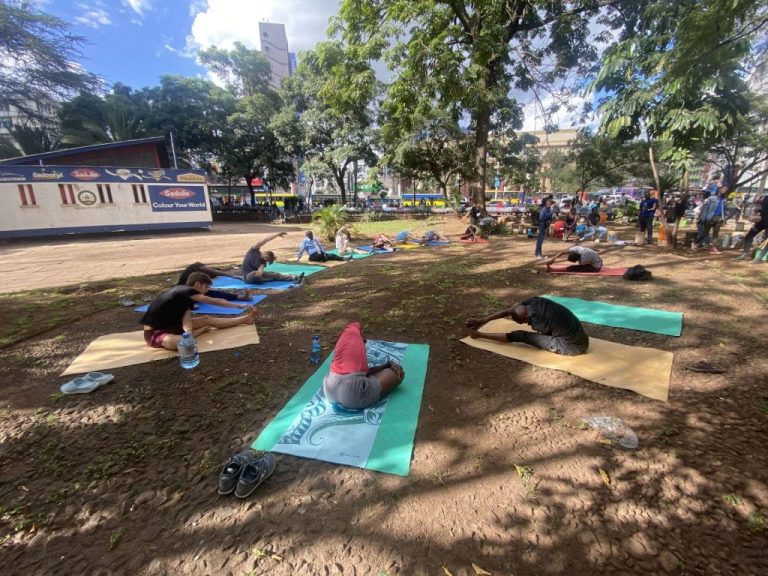Yoga session in Kenya